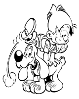 A coloring page of boule et bill